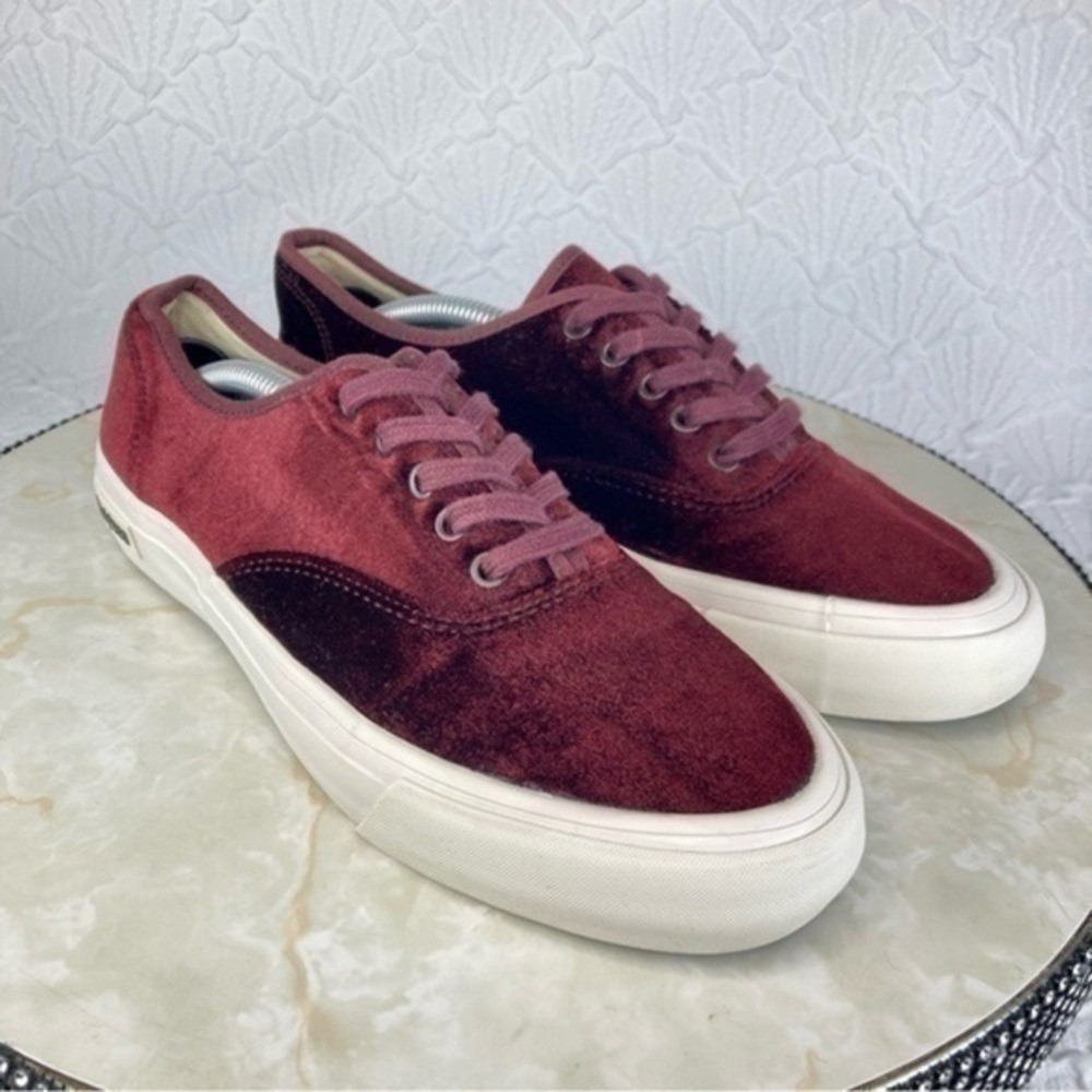 J. Crew x SeaVees Legend Velvet Shoes Womens 8 Burgundy Low Top Casual Sneakers